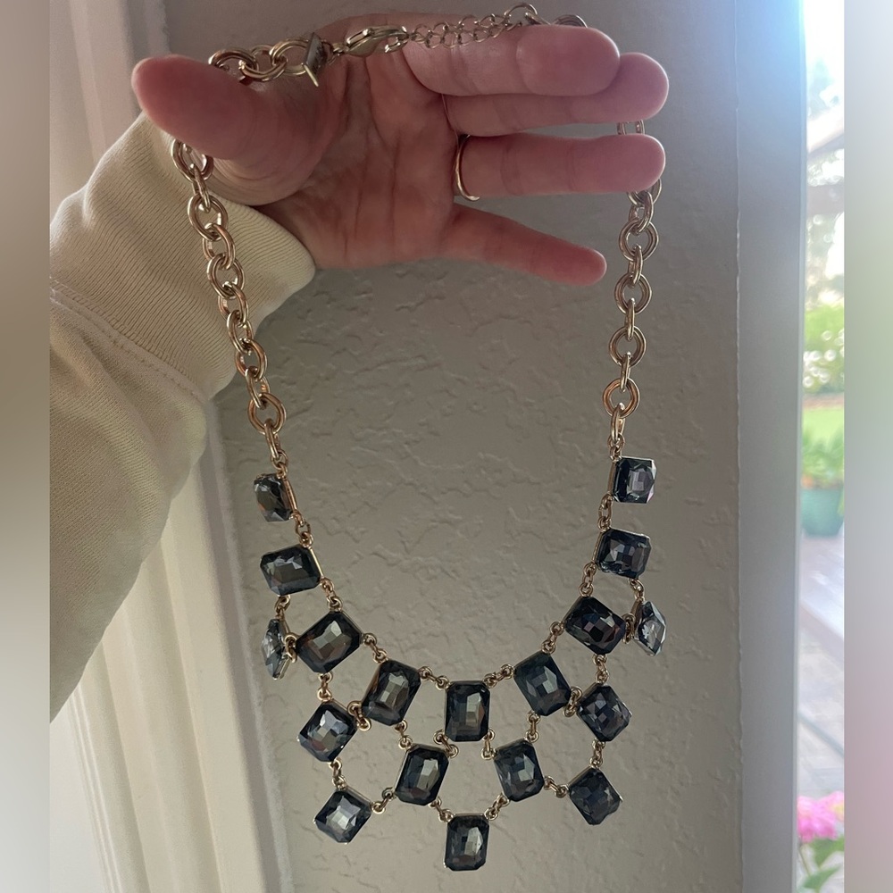 Grey on gold statement necklace